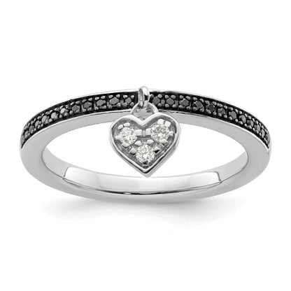 Sterlingsilber Stapelbar Expressions Herz Schwarz & Weiß Diamant Ring