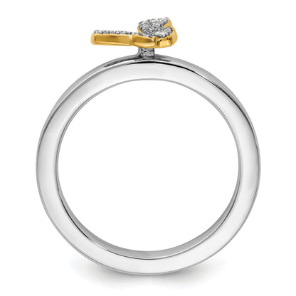 Sterlingsilber Stapelbar Expressions Gold Platte Schmetterling Diamant Ring