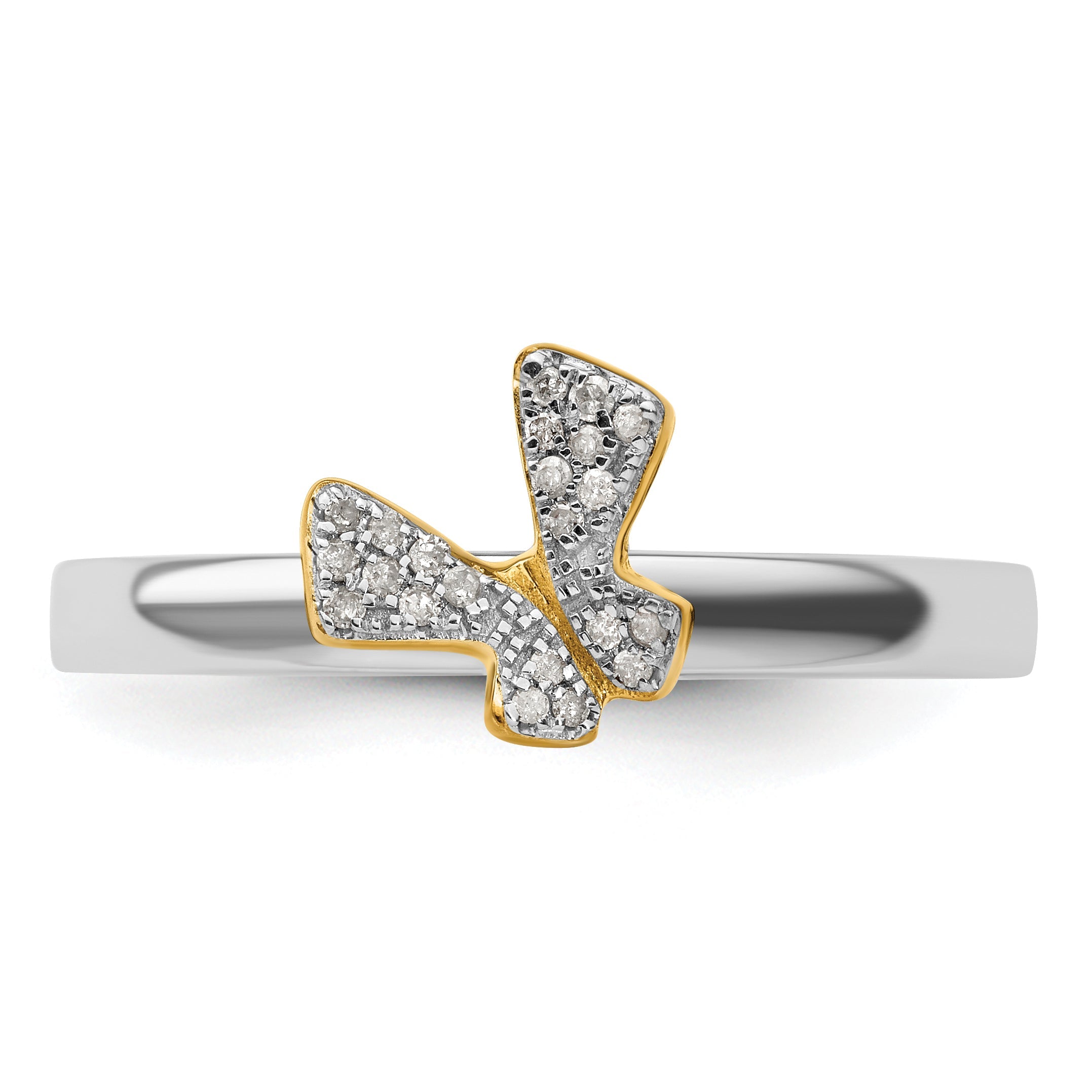 Sterlingsilber Stapelbar Expressions Gold Platte Schmetterling Diamant Ring