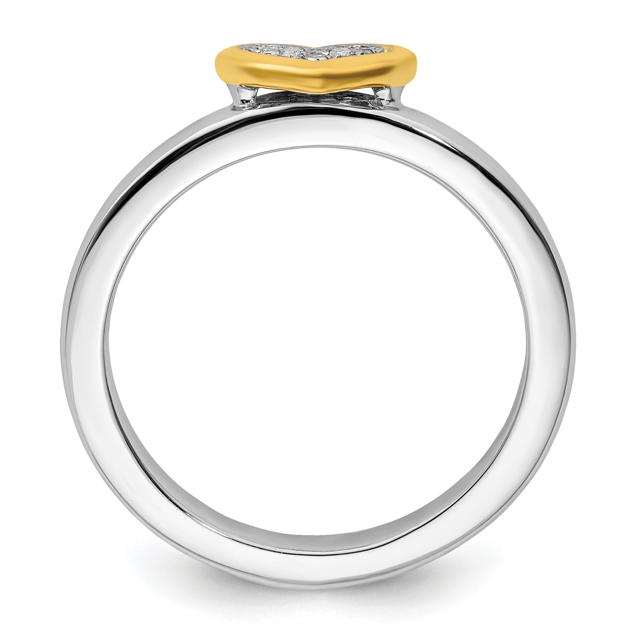 Sterlingsilber Stapelbar Expressions Vergoldet Herz Diamant Ring