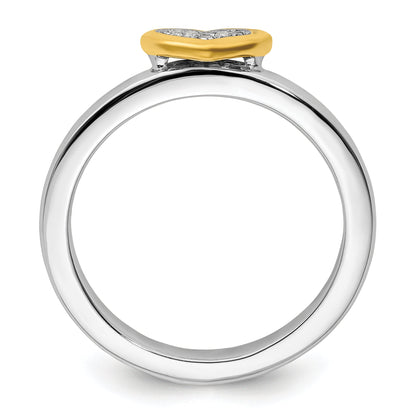 Sterlingsilber Stapelbar Expressions Vergoldet Herz Diamant Ring