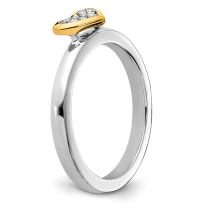 Sterlingsilber Stapelbar Expressions Vergoldet Herz Diamant Ring