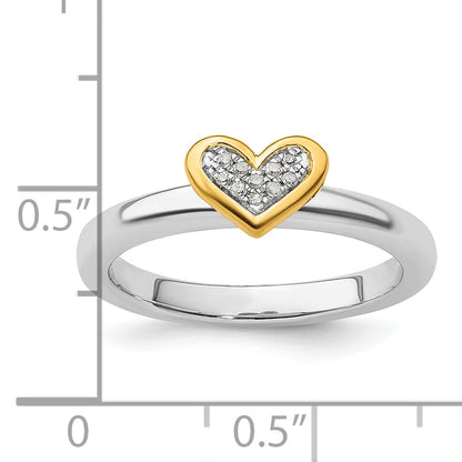 Sterlingsilber Stapelbar Expressions Vergoldet Herz Diamant Ring