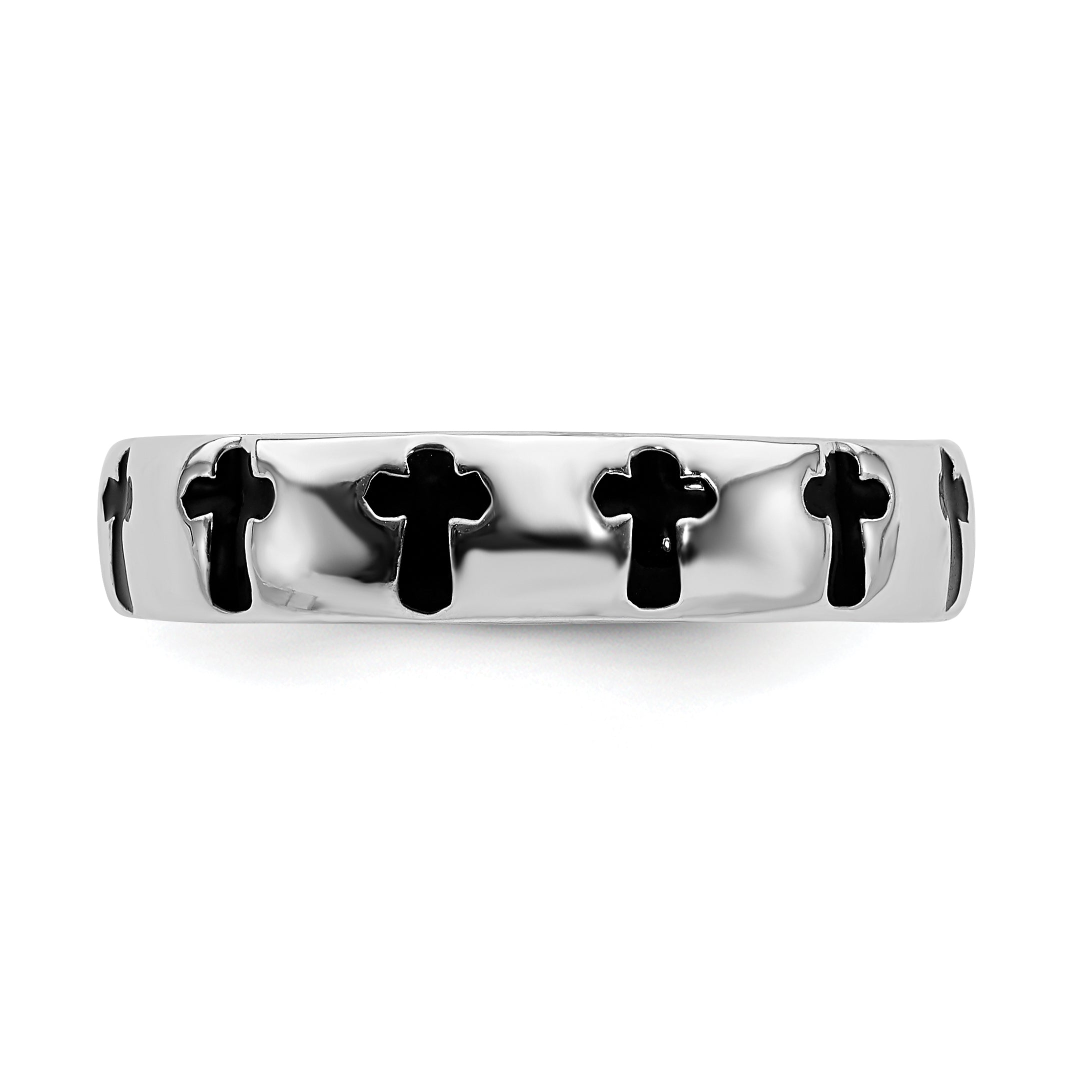 Sterlingsilber Stapelbar Expressions Poliert Emailliert Kreuz Ring