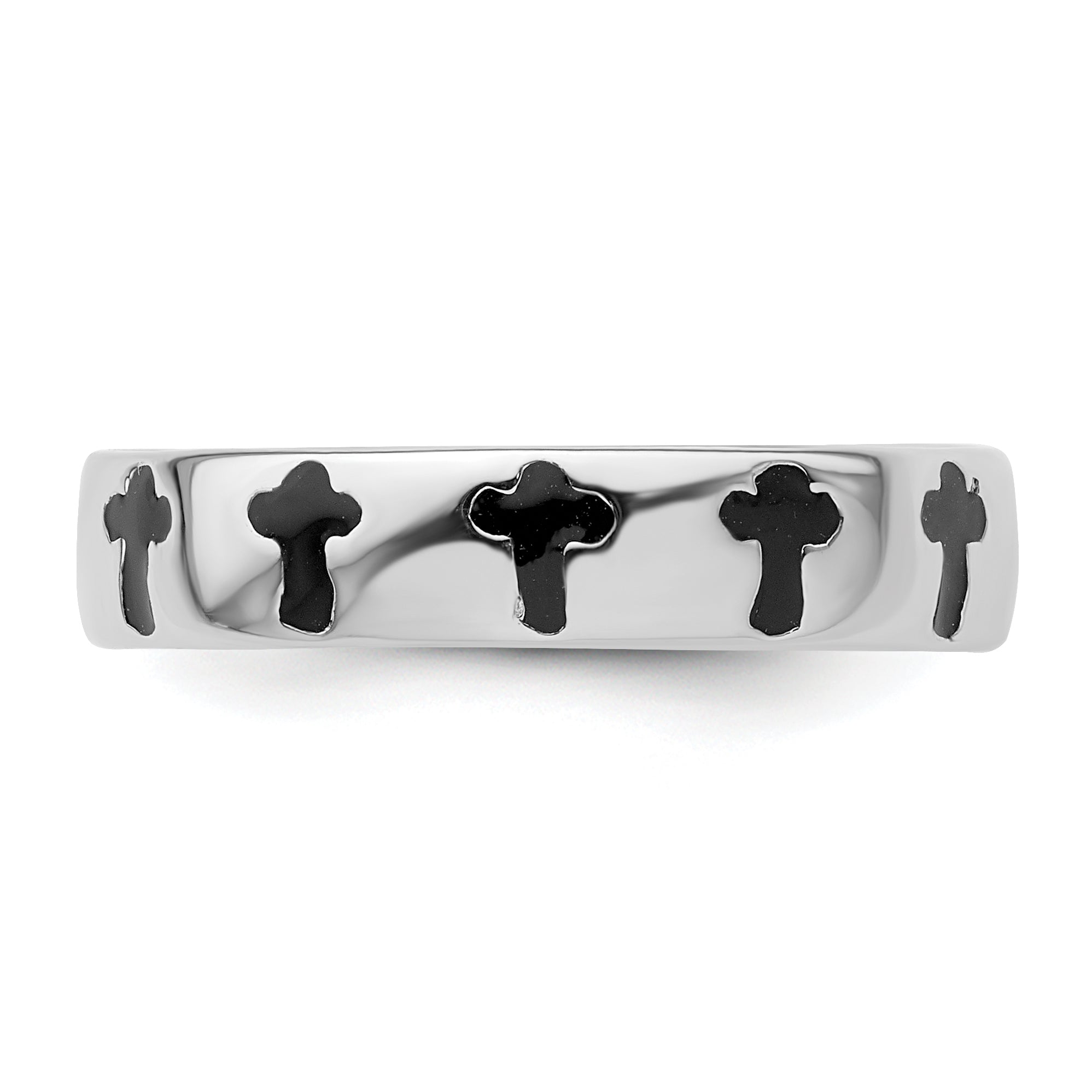 Sterlingsilber Stapelbar Expressions Poliert Emailliert Kreuz Ring