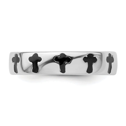 Sterlingsilber Stapelbar Expressions Poliert Emailliert Kreuz Ring