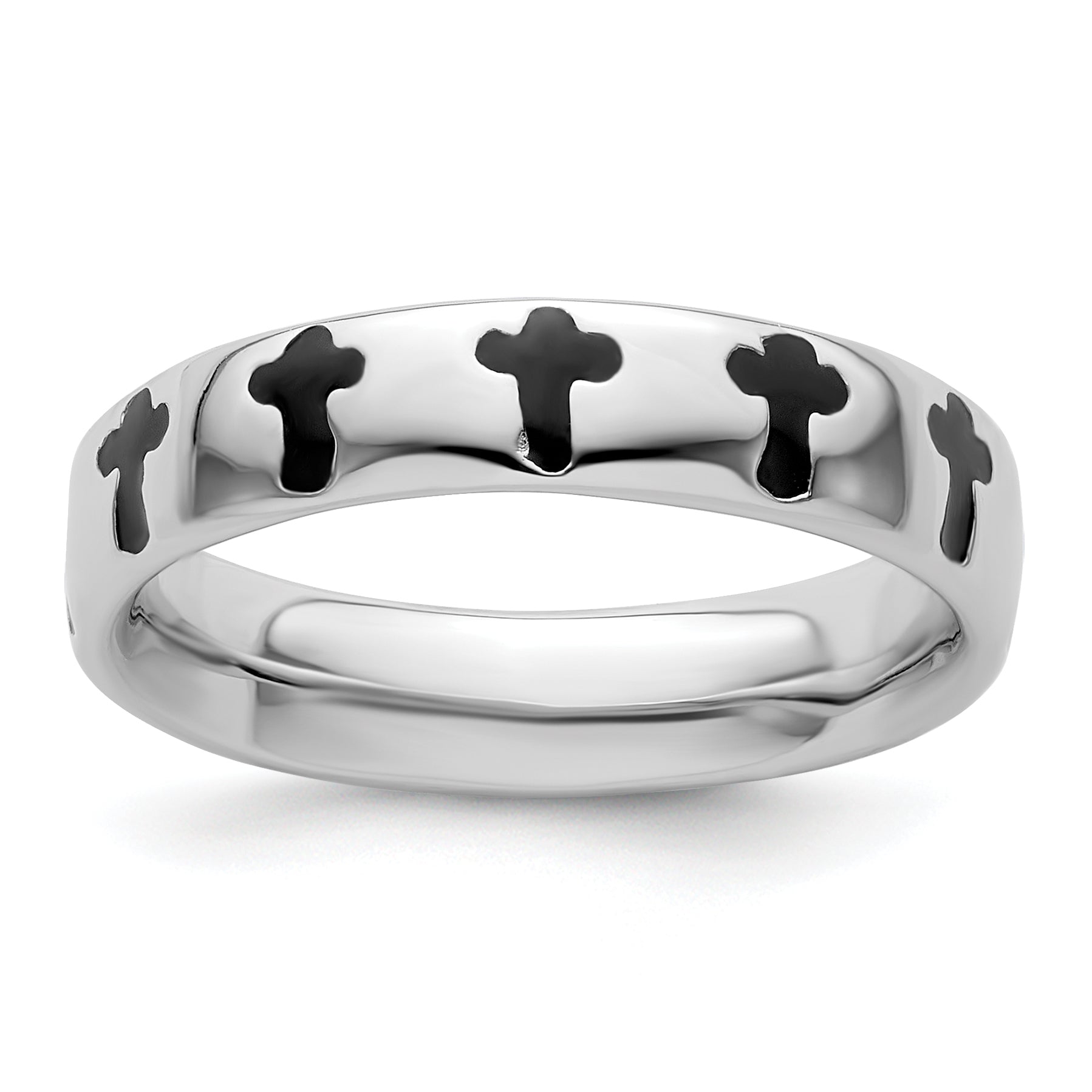 Sterlingsilber Stapelbar Expressions Poliert Emailliert Kreuz Ring