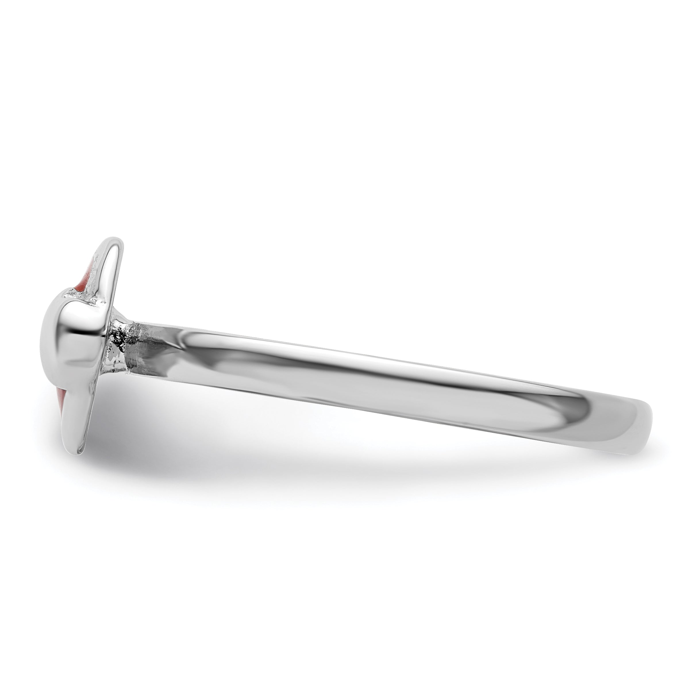 Sterlingsilber Stapelbar Expressions Poliert Rot Emailliert Herz Ring