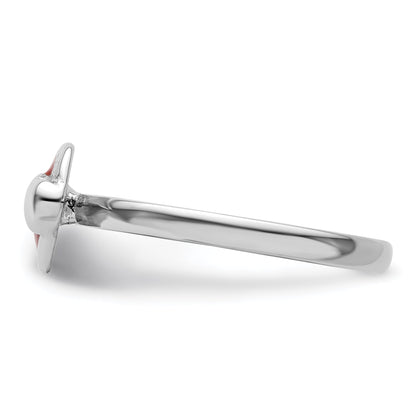 Sterlingsilber Stapelbar Expressions Poliert Rot Emailliert Herz Ring