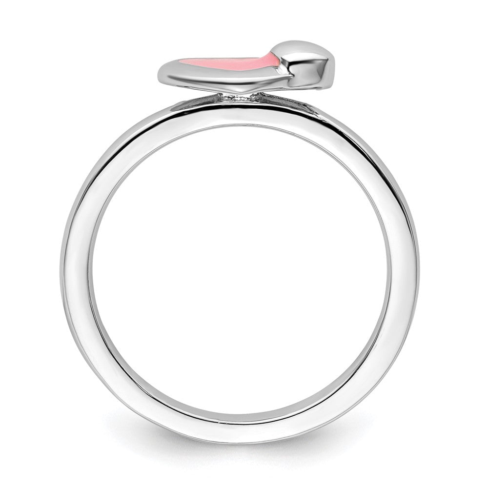 Sterlingsilber Stapelbar Expressions Poliert Rosa Emailliert Herz Ring