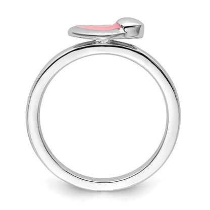 Sterlingsilber Stapelbar Expressions Poliert Rosa Emailliert Herz Ring