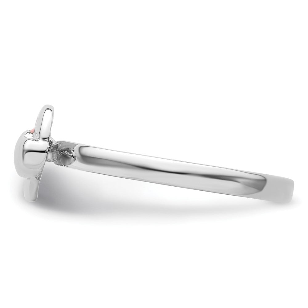 Sterlingsilber Stapelbar Expressions Poliert Rosa Emailliert Herz Ring