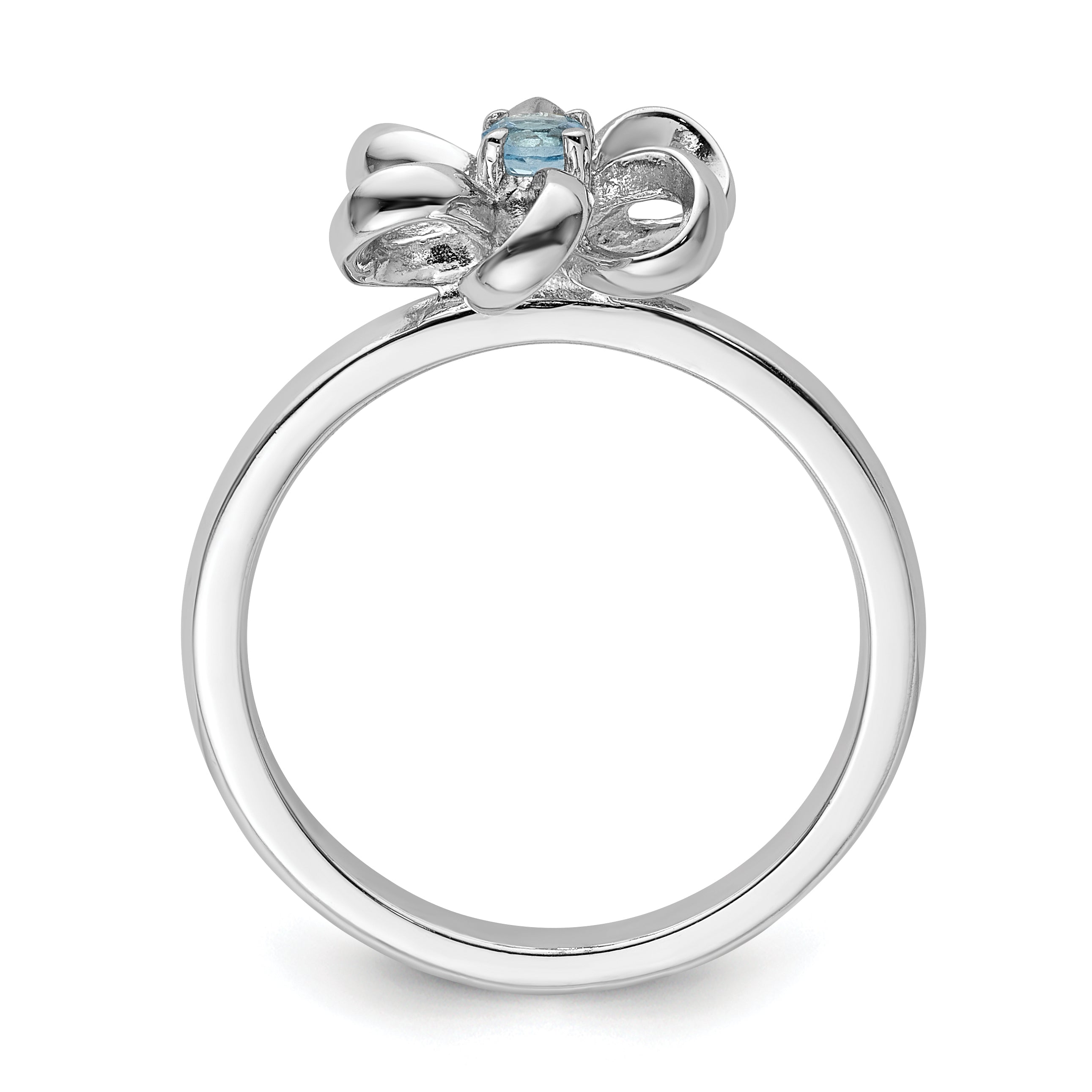 Sterlingsilber Stapelbar Expressions Poliert Blautopas Blume Ring