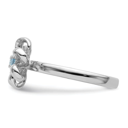 Sterlingsilber Stapelbar Expressions Poliert Blautopas Blume Ring