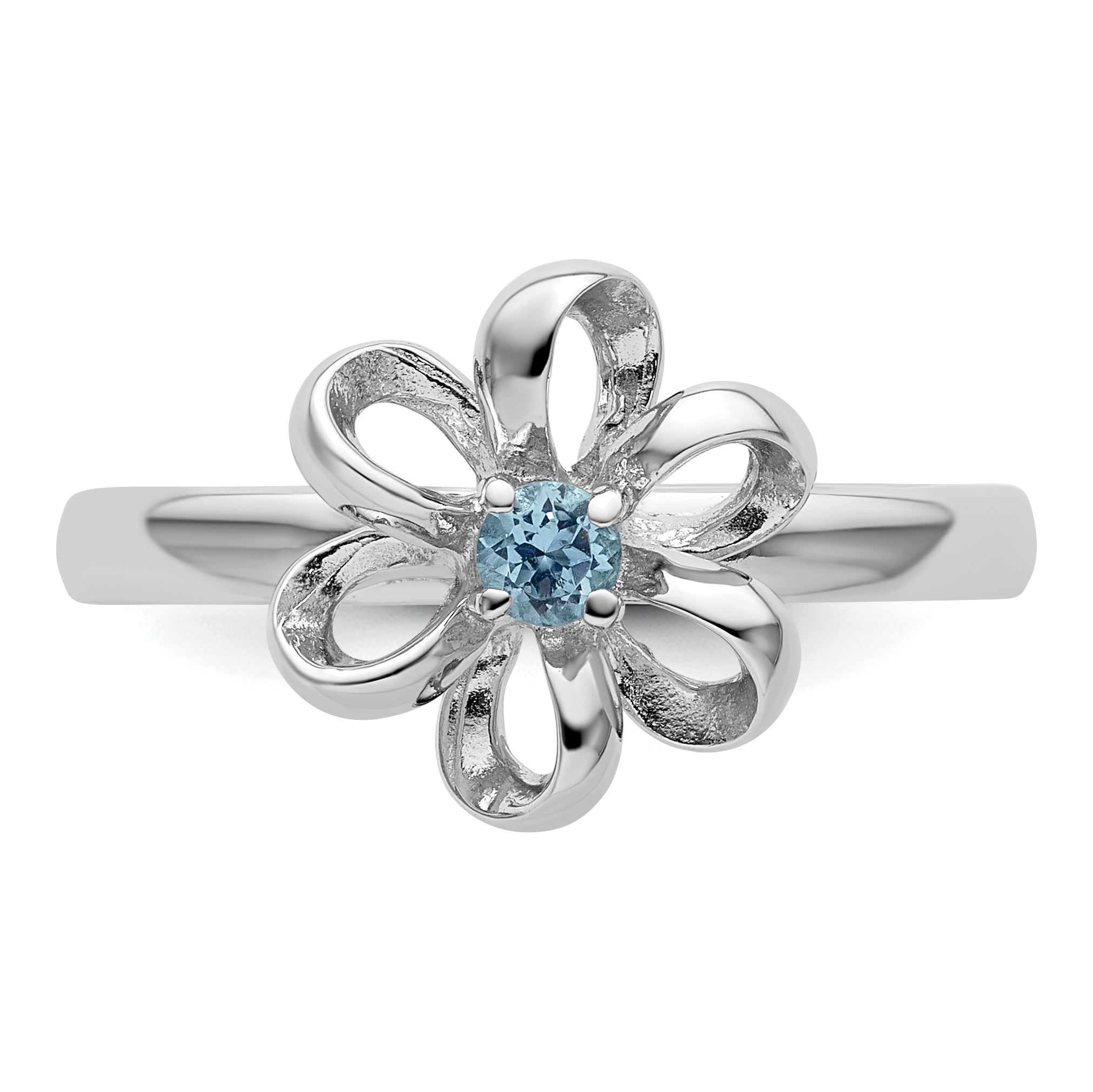 Sterlingsilber Stapelbar Expressions Poliert Blautopas Blume Ring