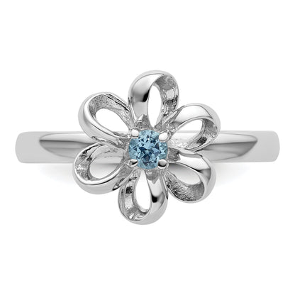 Sterlingsilber Stapelbar Expressions Poliert Blautopas Blume Ring