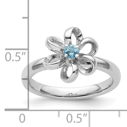 Sterlingsilber Stapelbar Expressions Poliert Blautopas Blume Ring
