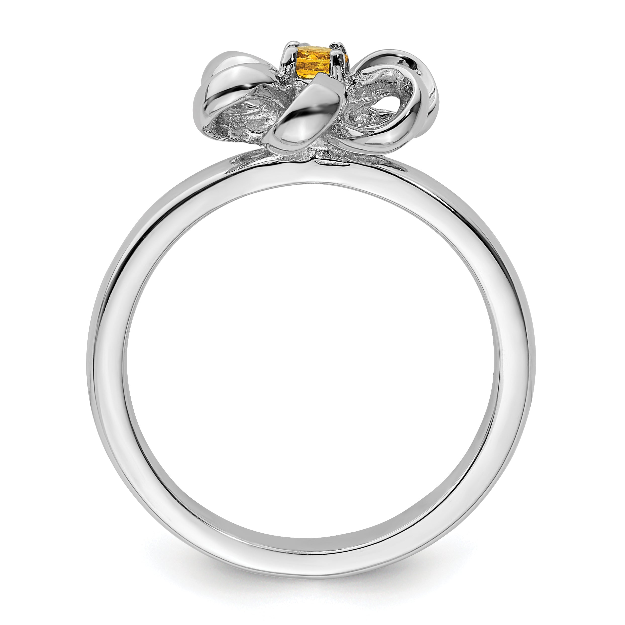 Sterlingsilber Stapelbar Expressions Poliert Citrin Blume Ring