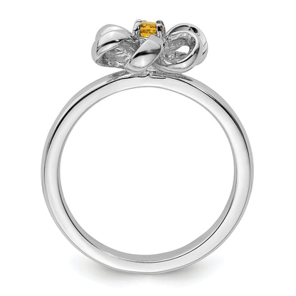 Sterlingsilber Stapelbar Expressions Poliert Citrin Blume Ring