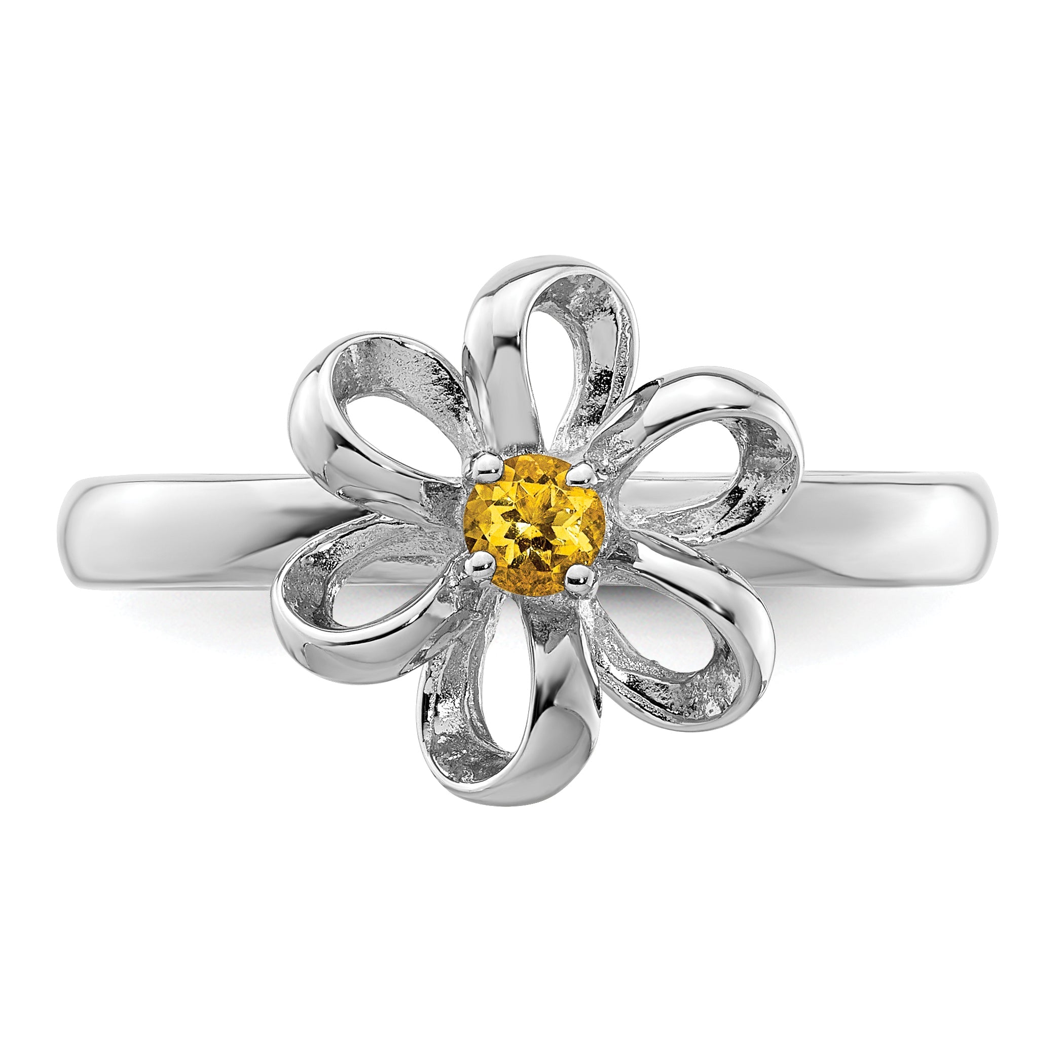 Sterlingsilber Stapelbar Expressions Poliert Citrin Blume Ring