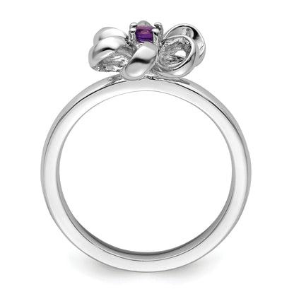 Sterlingsilber Stapelbar Expressions Poliert Amethyst Blume Ring