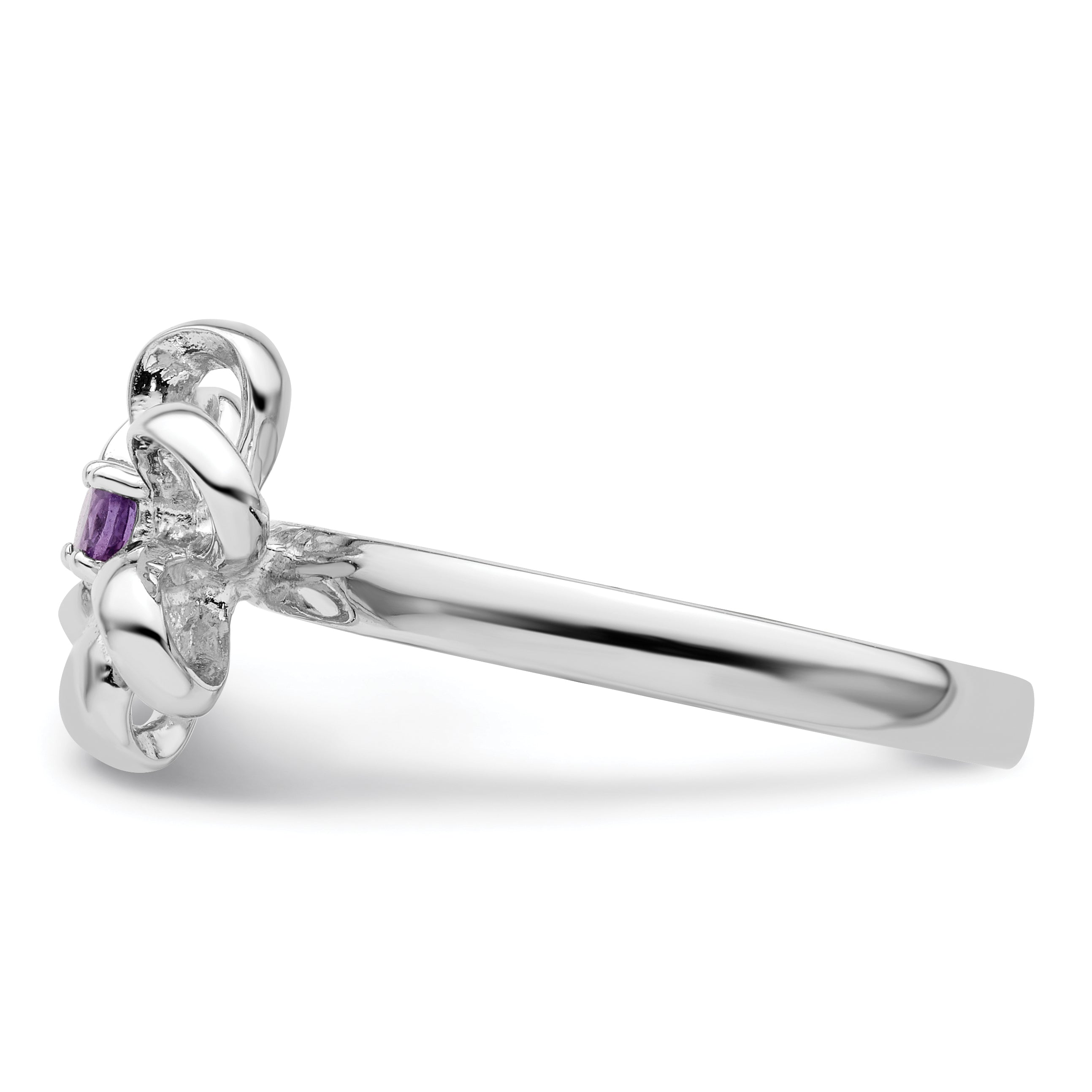 Sterlingsilber Stapelbar Expressions Poliert Amethyst Blume Ring