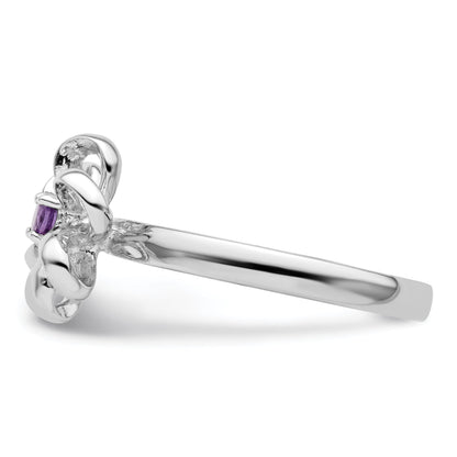 Sterlingsilber Stapelbar Expressions Poliert Amethyst Blume Ring