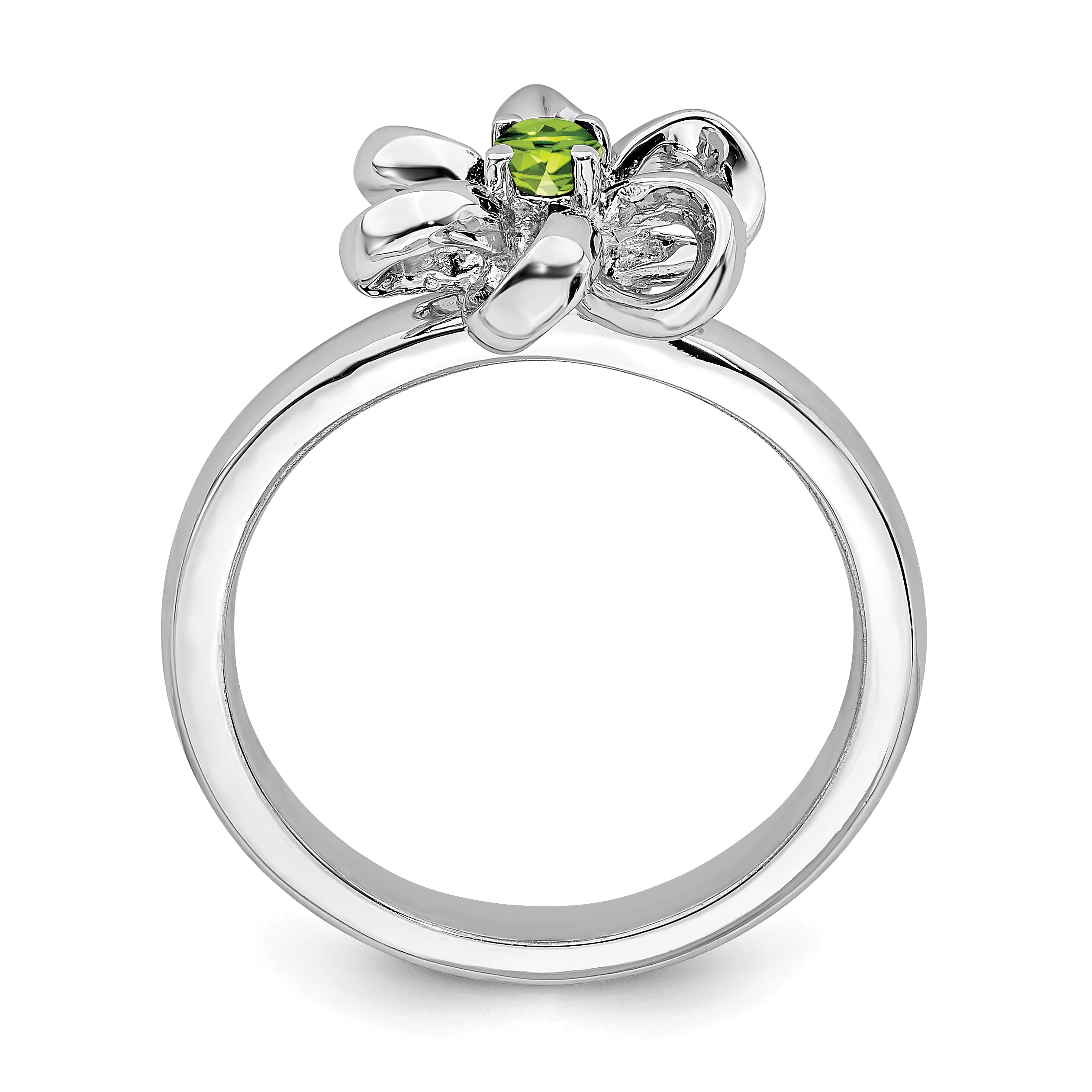 Sterlingsilber Stapelbar Expressions Poliert Peridot Blume Ring