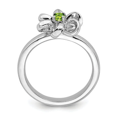 Sterlingsilber Stapelbar Expressions Poliert Peridot Blume Ring