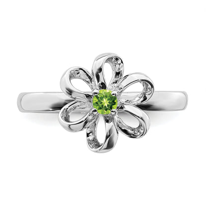 Sterlingsilber Stapelbar Expressions Poliert Peridot Blume Ring