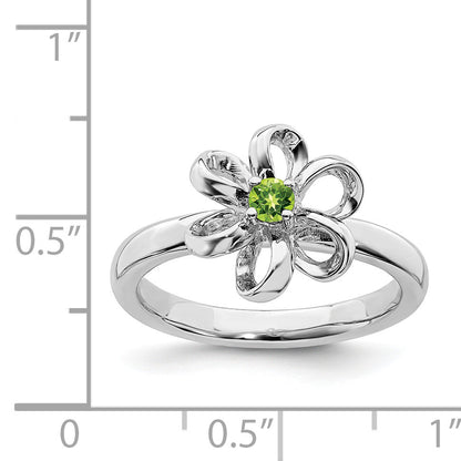 Sterlingsilber Stapelbar Expressions Poliert Peridot Blume Ring