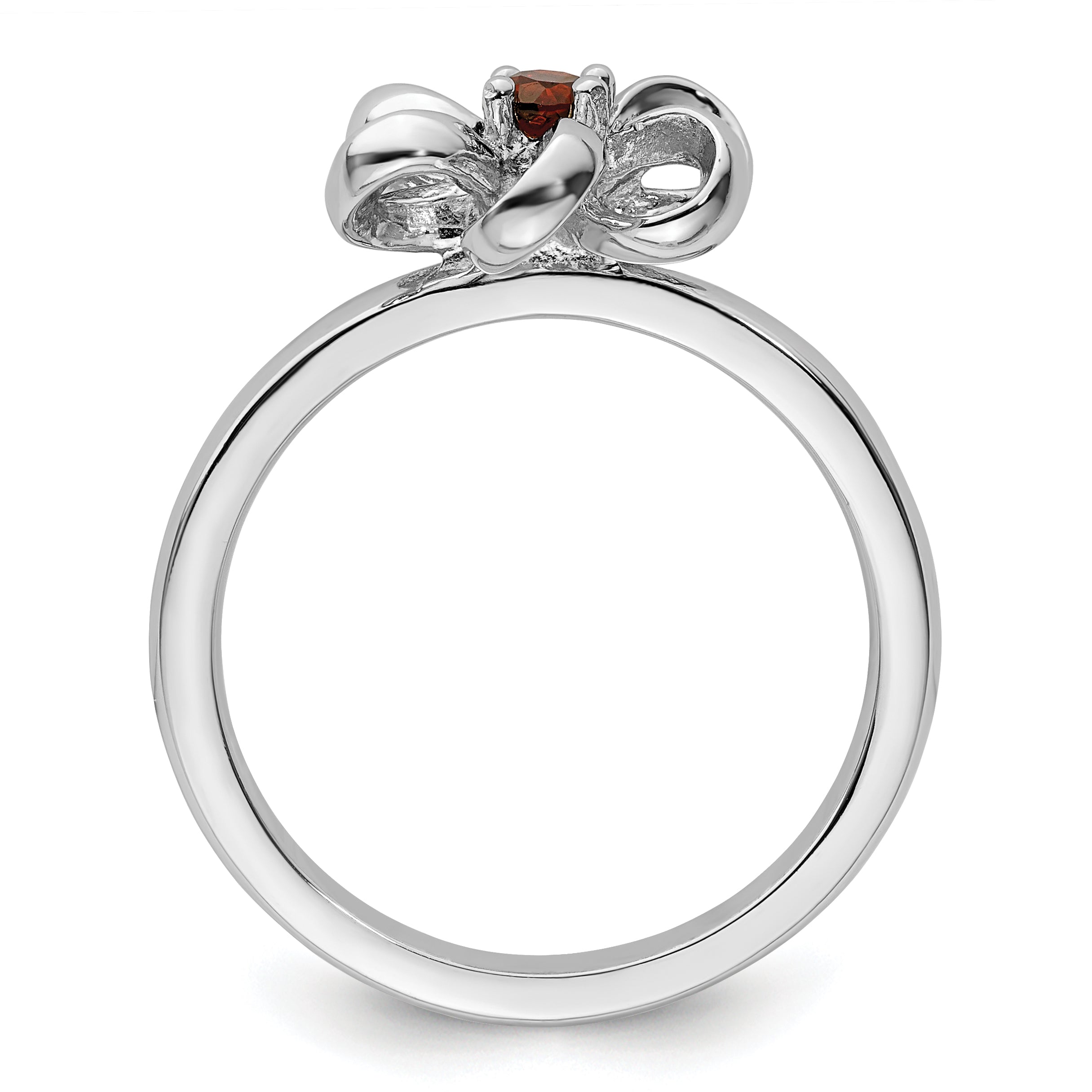 Sterlingsilber Stapelbar Expressions Poliert Granat Blume Ring