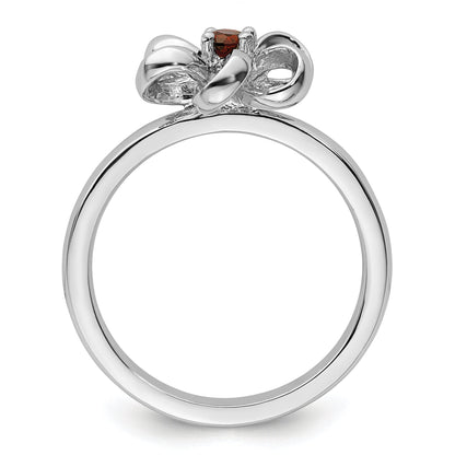 Sterlingsilber Stapelbar Expressions Poliert Granat Blume Ring