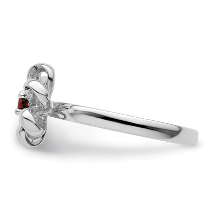 Sterlingsilber Stapelbar Expressions Poliert Granat Blume Ring