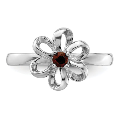 Sterlingsilber Stapelbar Expressions Poliert Granat Blume Ring