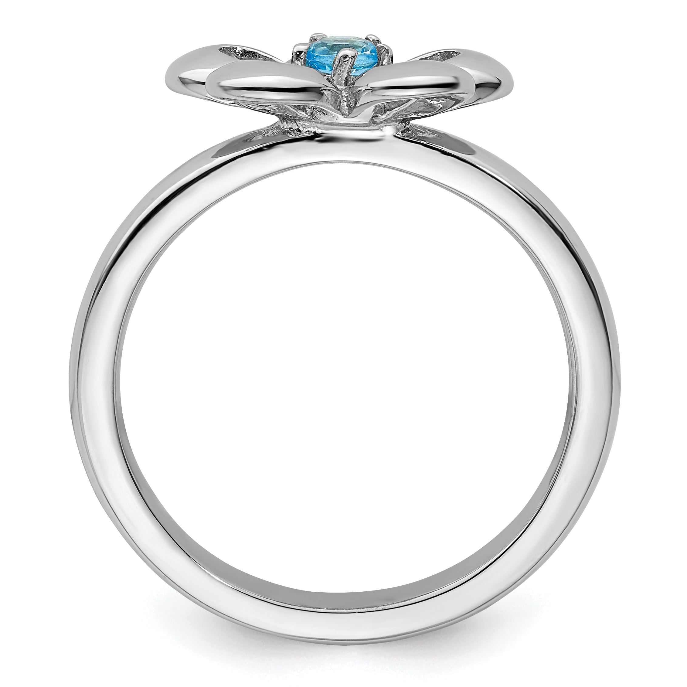 Sterlingsilber Stapelbar Expressions Poliert Blautopas Blume Ring