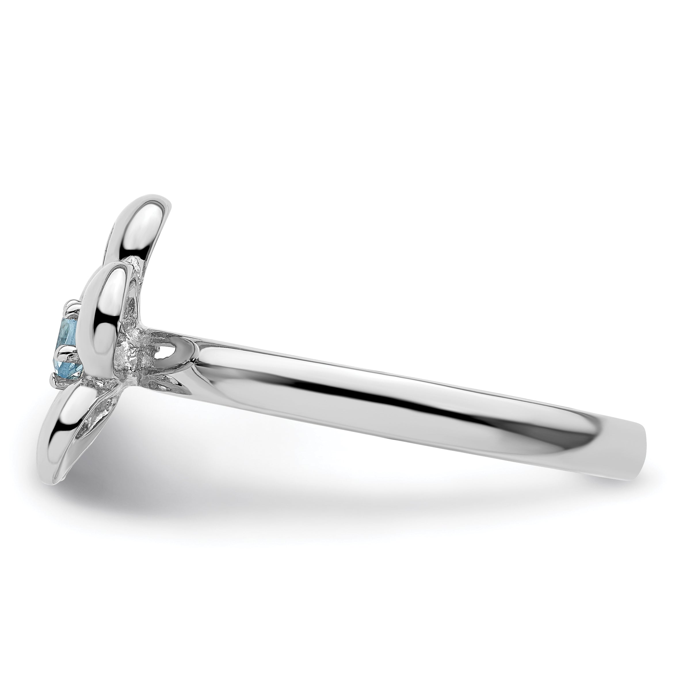 Sterlingsilber Stapelbar Expressions Poliert Blautopas Blume Ring