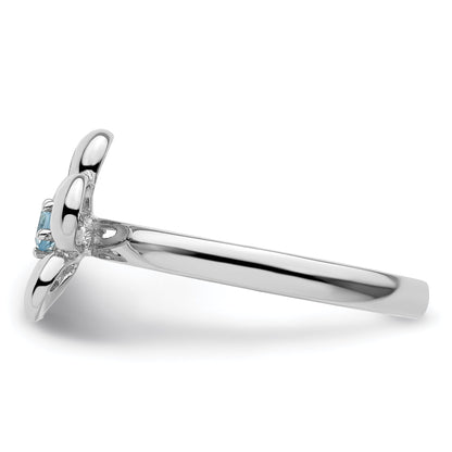 Sterlingsilber Stapelbar Expressions Poliert Blautopas Blume Ring