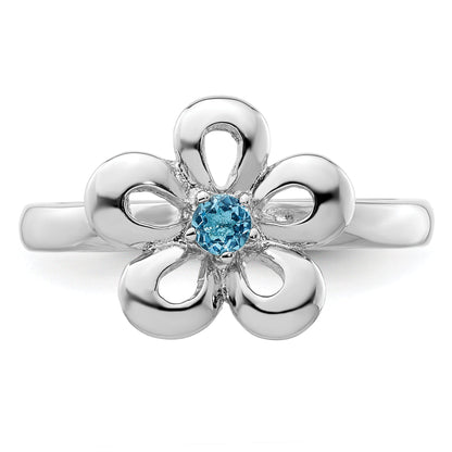Sterlingsilber Stapelbar Expressions Poliert Blautopas Blume Ring