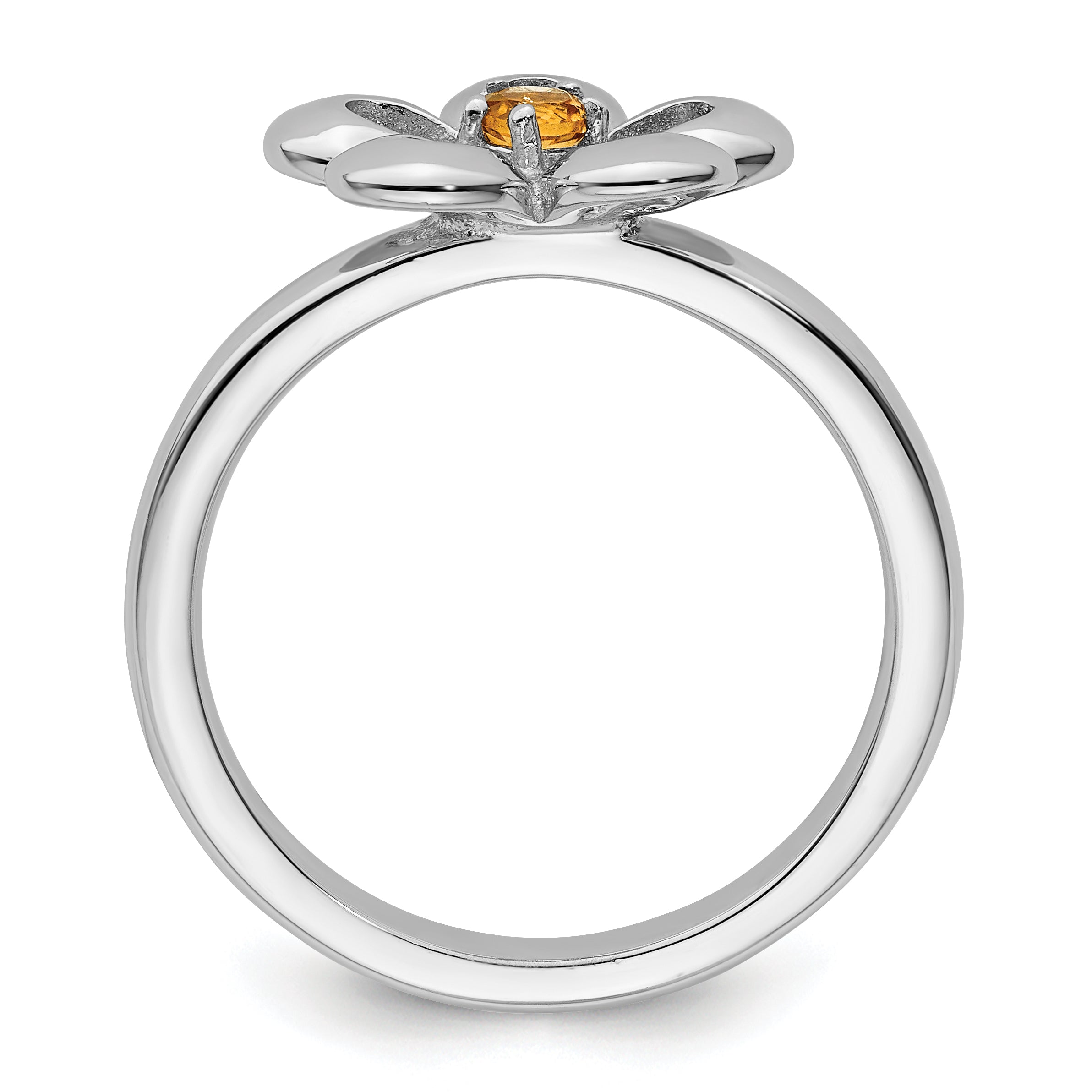 Sterlingsilber Stapelbar Expressions Poliert Citrin Blume Ring