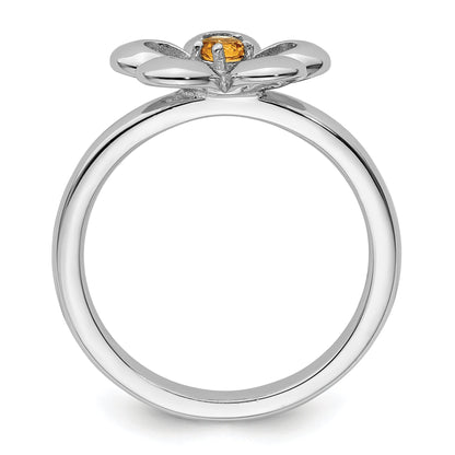 Sterlingsilber Stapelbar Expressions Poliert Citrin Blume Ring