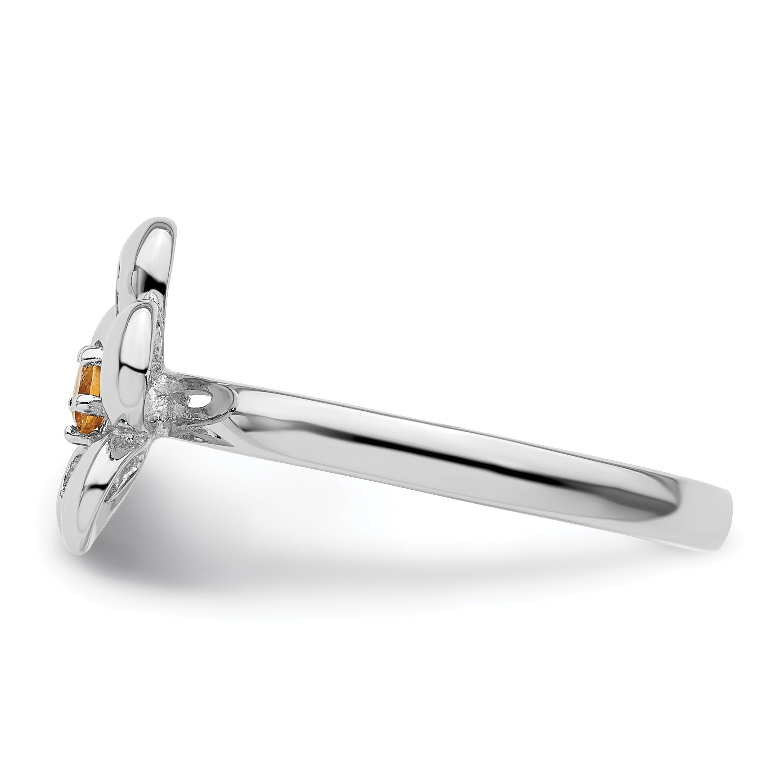 Sterlingsilber Stapelbar Expressions Poliert Citrin Blume Ring