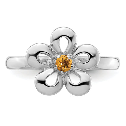 Sterlingsilber Stapelbar Expressions Poliert Citrin Blume Ring