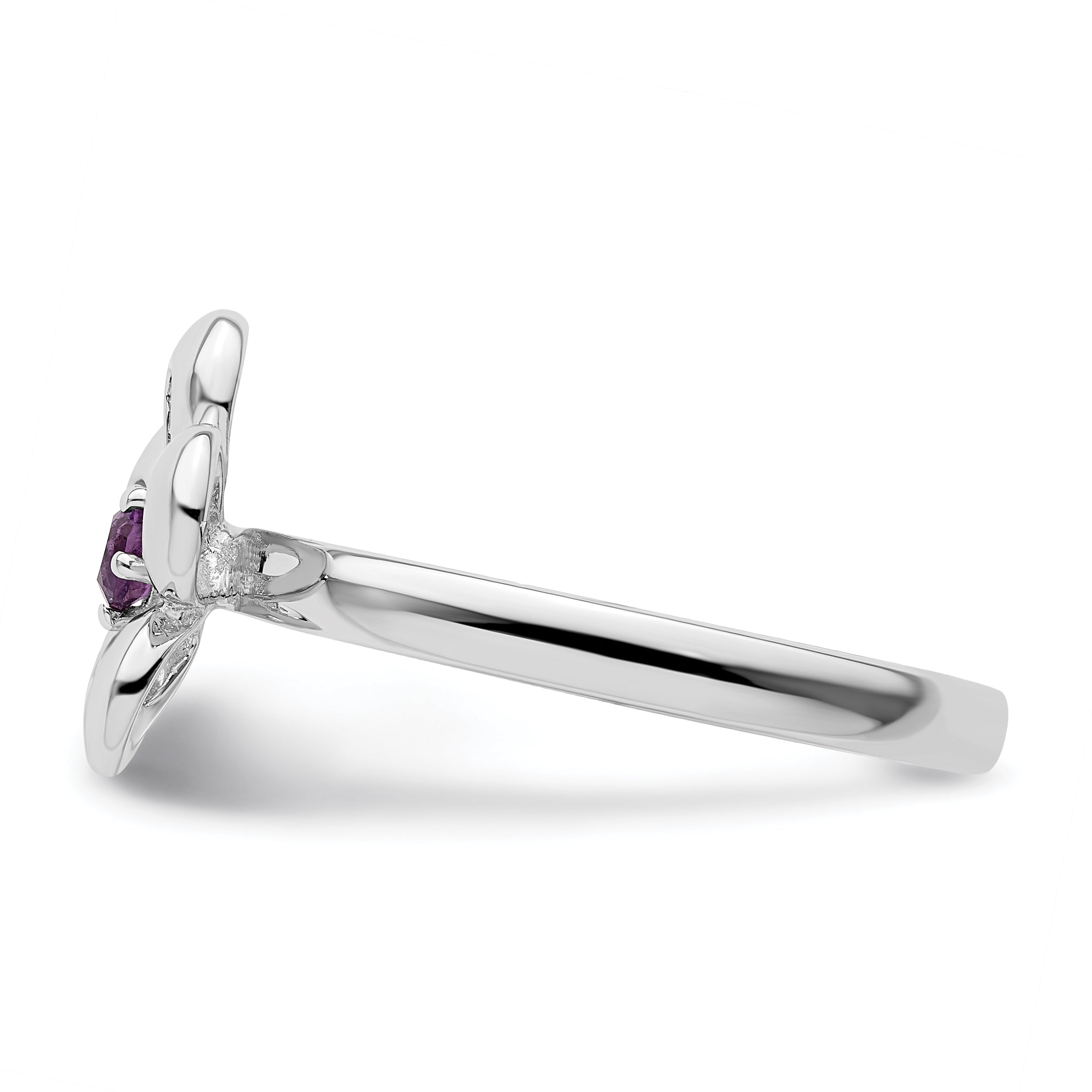 Sterlingsilber Stapelbar Expressions Poliert Amethyst Blume Ring