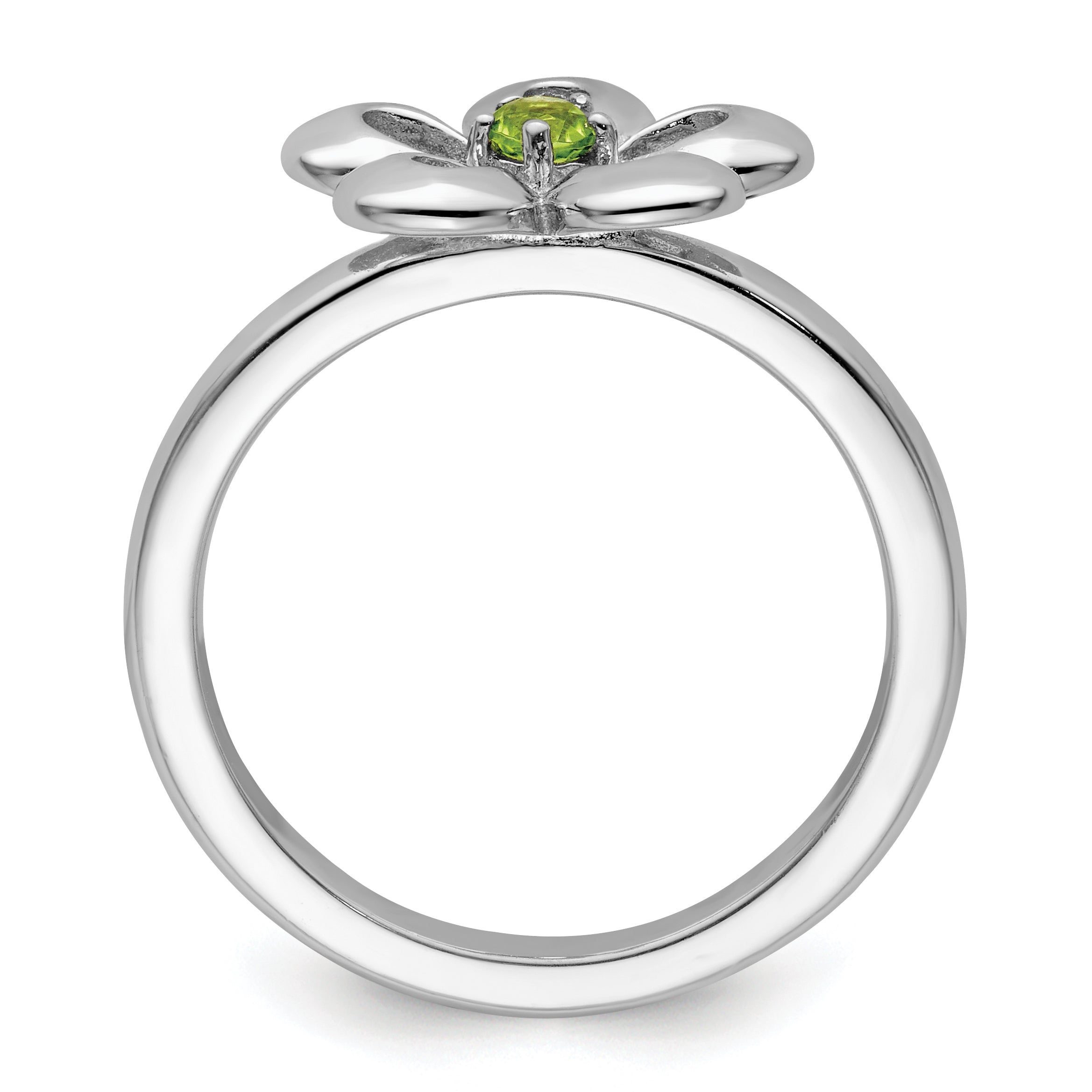 Sterlingsilber Stapelbar Expressions Poliert Peridot Blume Ring