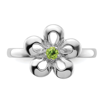 Sterlingsilber Stapelbar Expressions Poliert Peridot Blume Ring