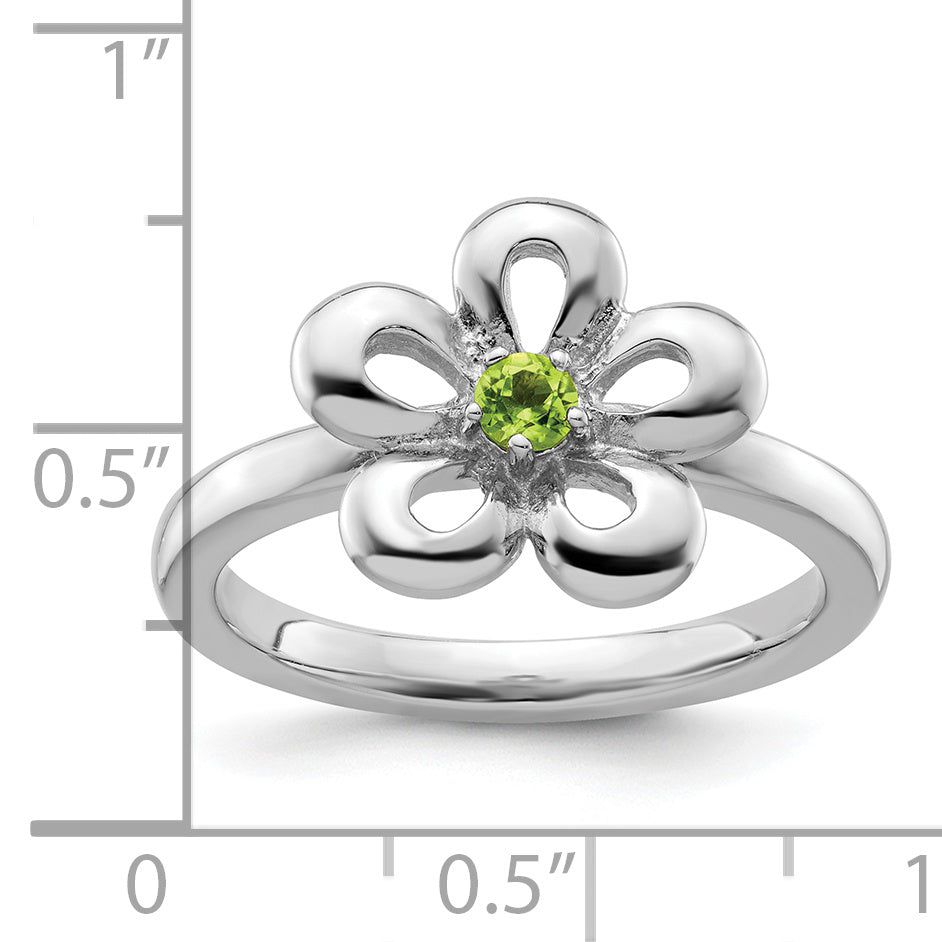 Sterlingsilber Stapelbar Expressions Poliert Peridot Blume Ring