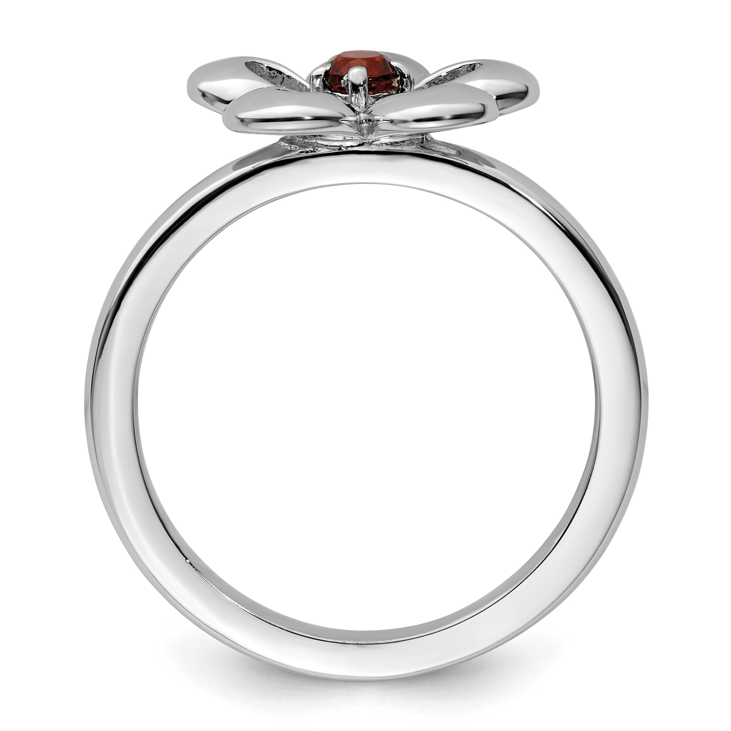 Sterlingsilber Stapelbar Expressions Poliert Granat Blume Ring