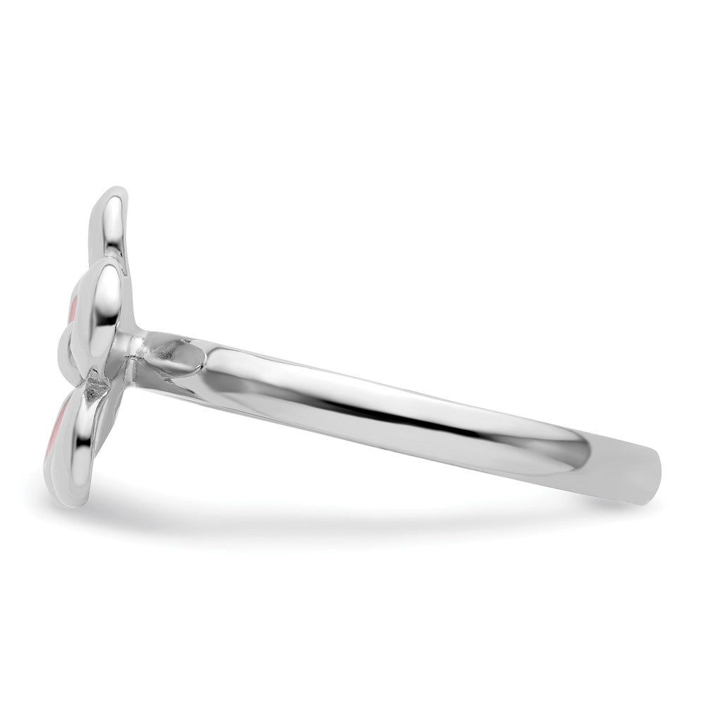 Sterlingsilber Stapelbar Expressions Poliert Rosa Emailliert Blume Ring