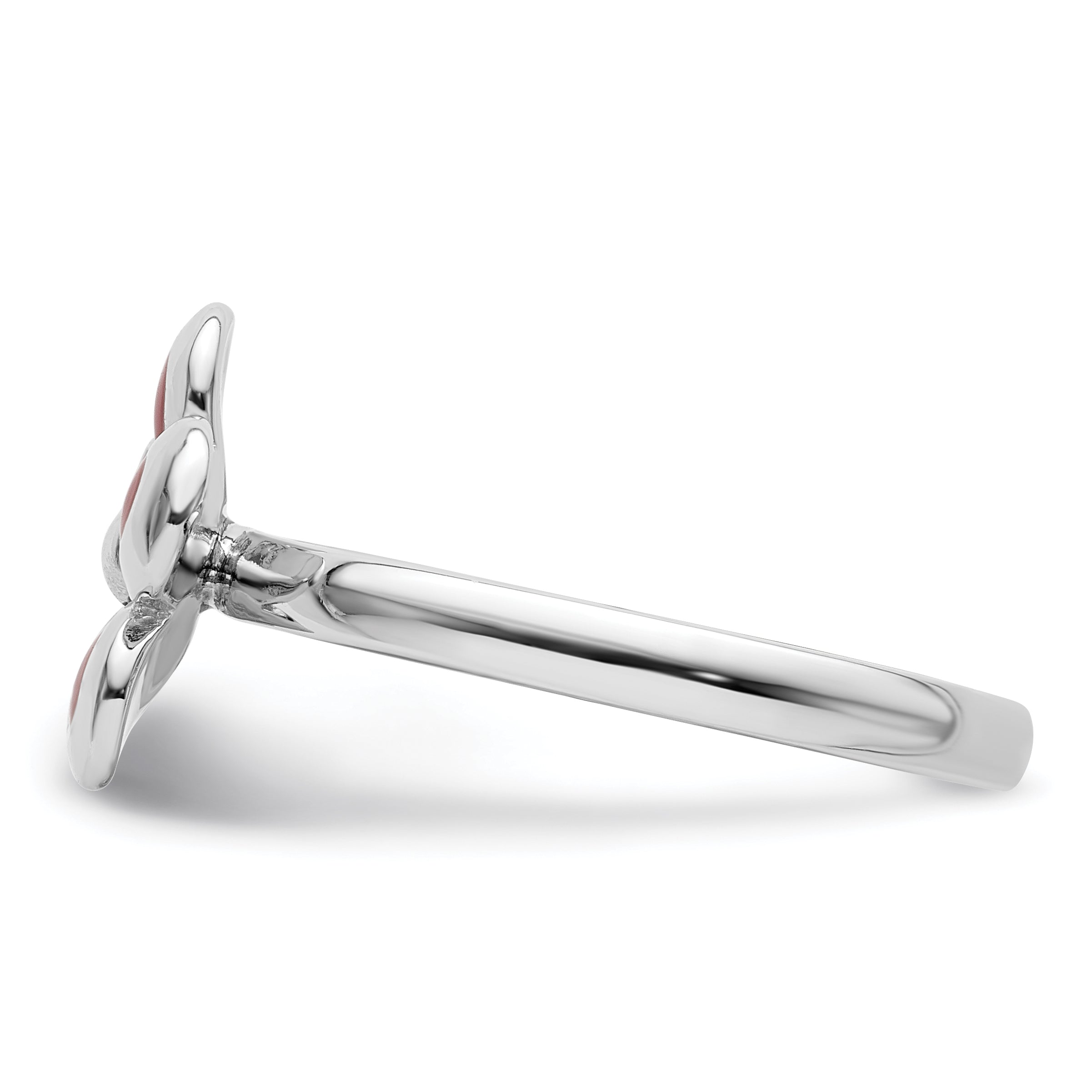 Sterlingsilber Stapelbar Expressions Poliert Rot Emailliert Blume Ring